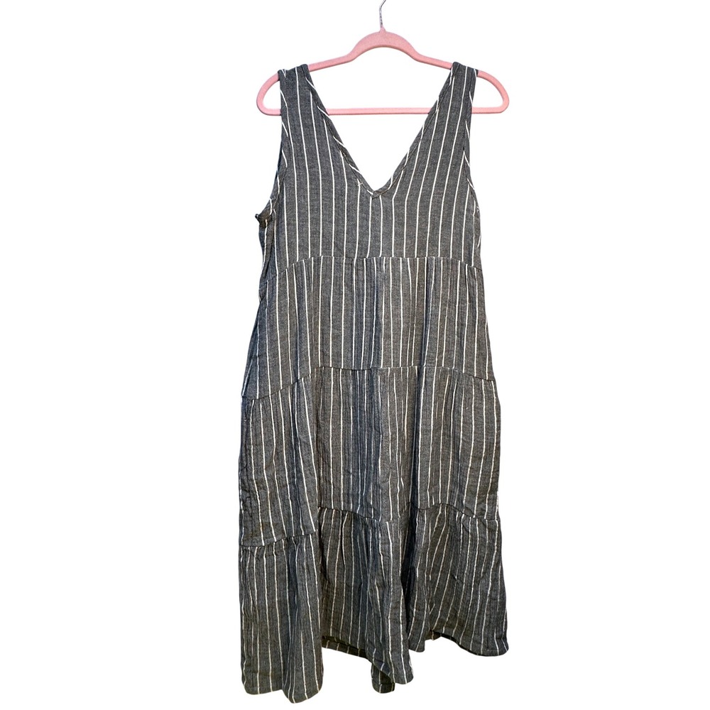 Marine Layer Corinne Striped Tiered Maxi Dress M